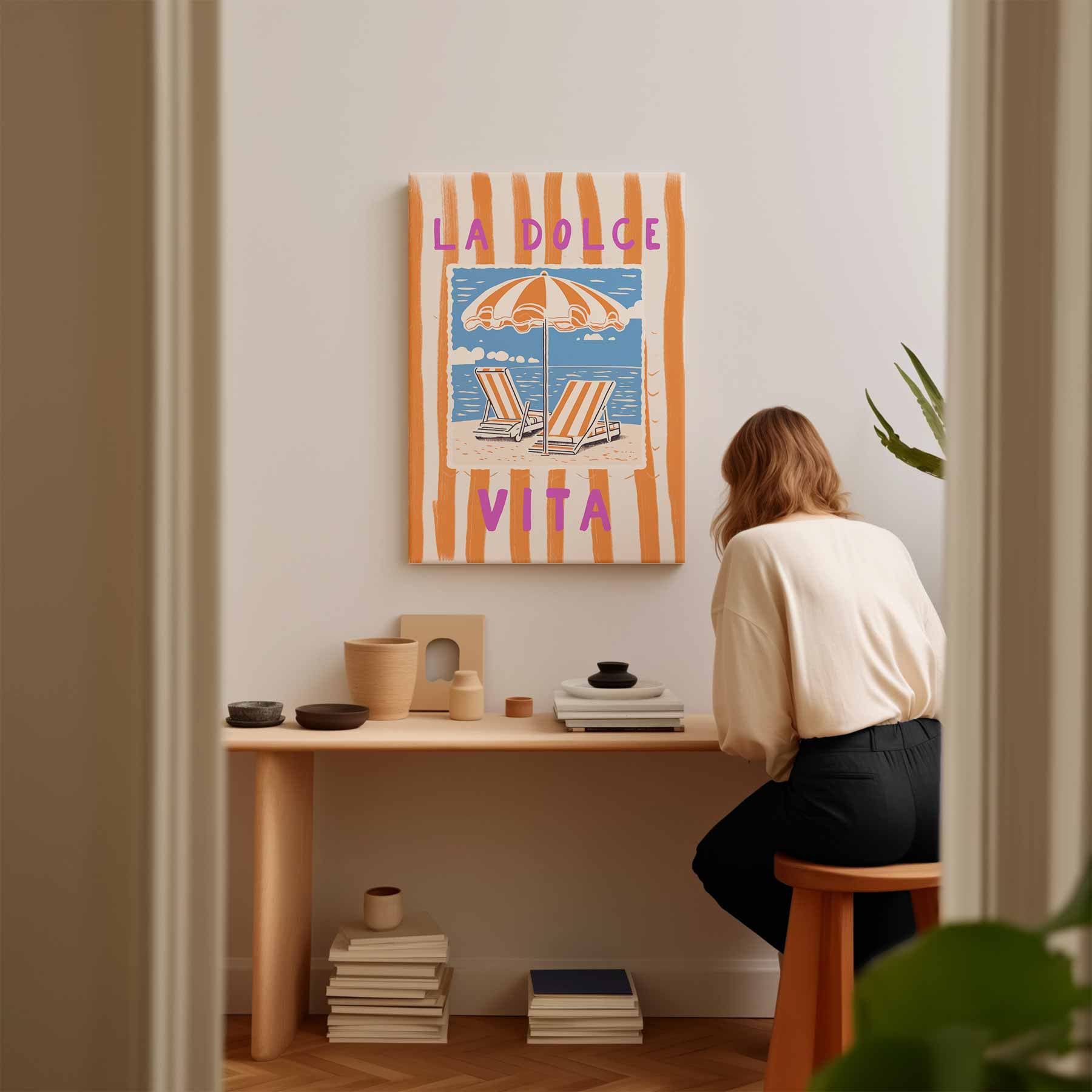 La Dolce Vita Strandkunst Kunstwerk-canvas-dibond-plexiglas-wanddecoratie-WallArtistic
