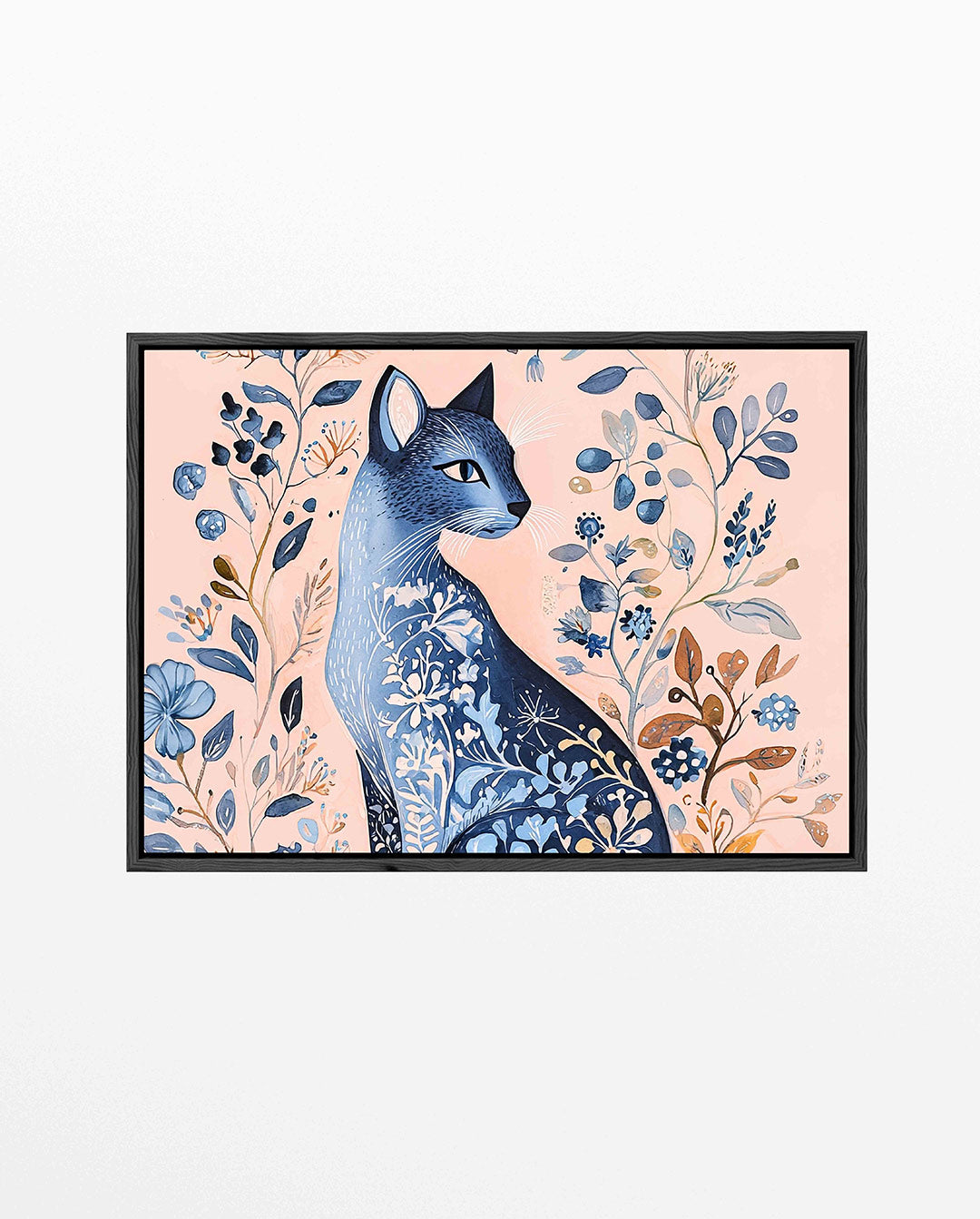 Dromerige kat en bloemen Kunstwerk