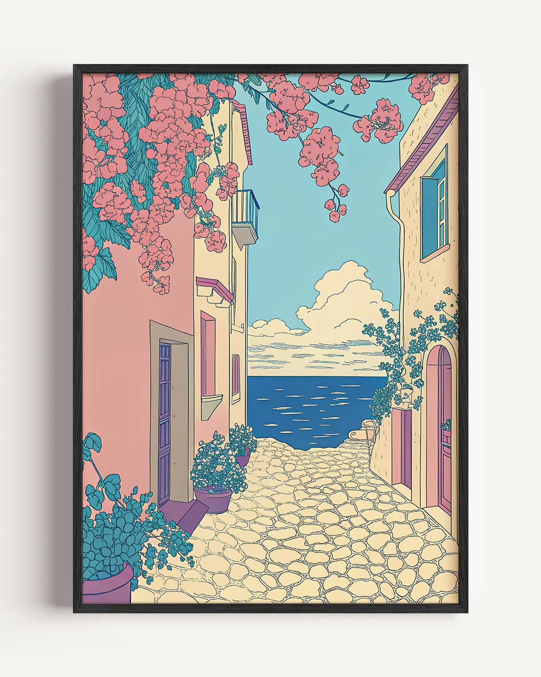 Romantische Straat aan Zee Poster