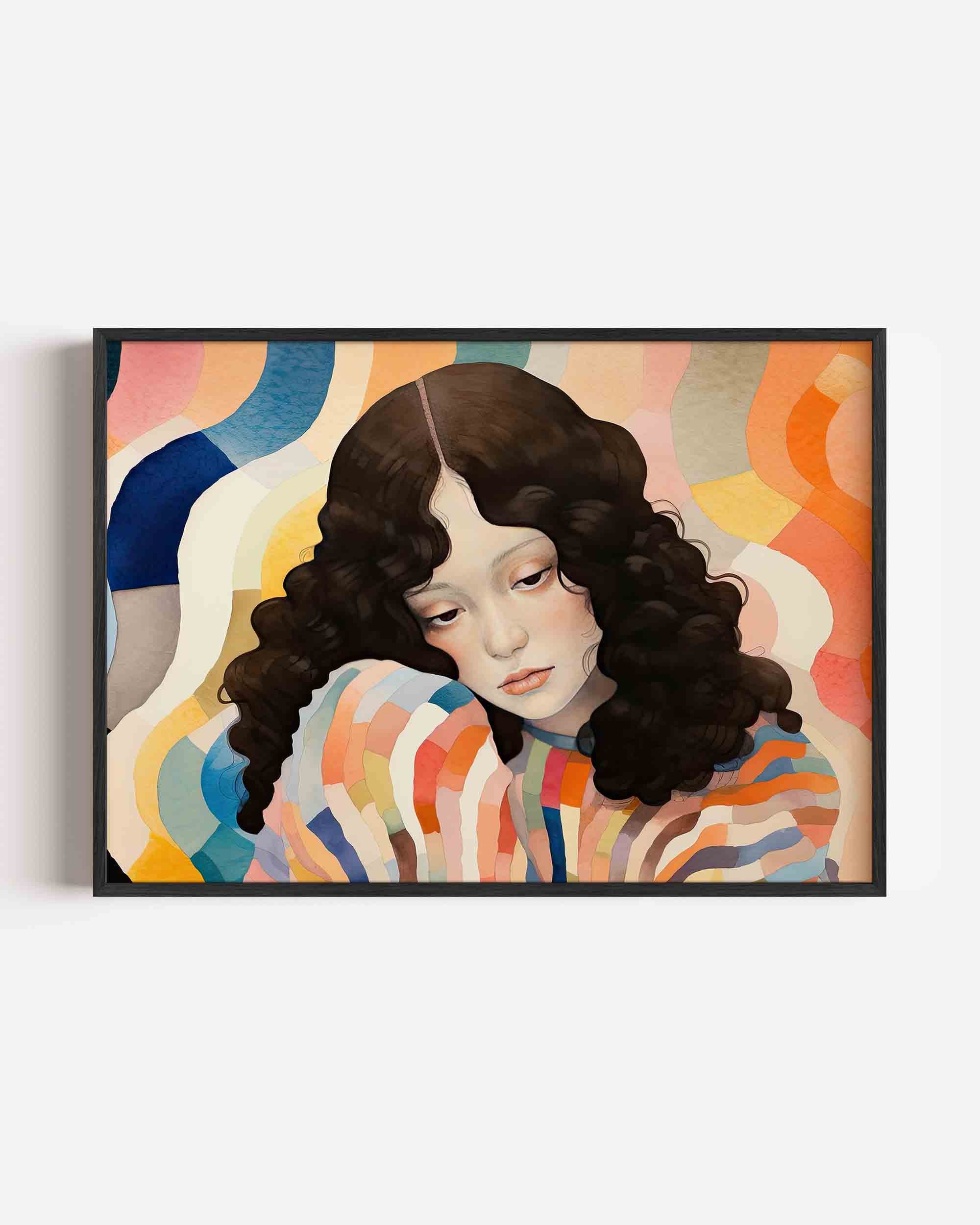 Vrouw met golvende achtergrond Poster