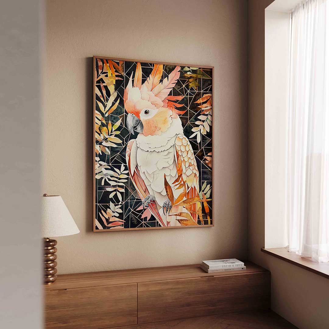 Papegaai met bladeren Poster