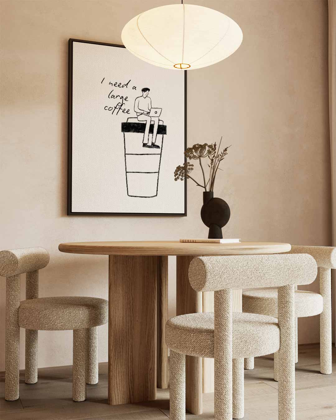 Laptopwerker op Koffiebeker Kunstwerk-canvas-dibond-plexiglas-wanddecoratie-WallArtistic