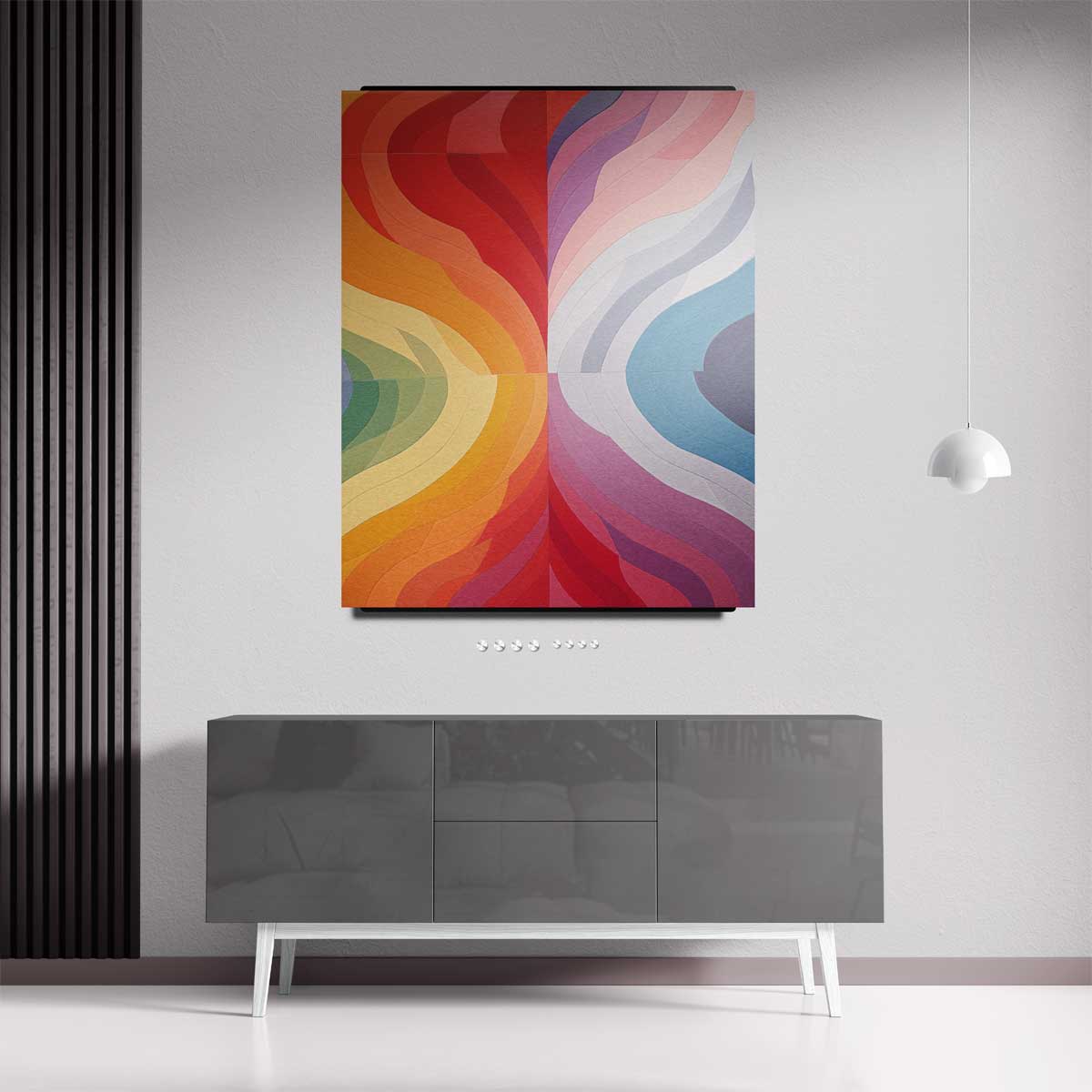 Kleurrijke Golfpatronen Kunstwerk-canvas-dibond-plexiglas-wanddecoratie-WallArtistic