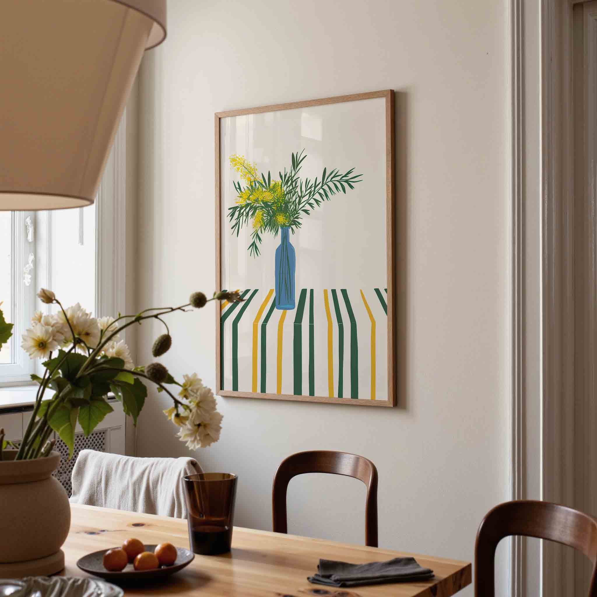 Bloemen in blauwe vaas Poster