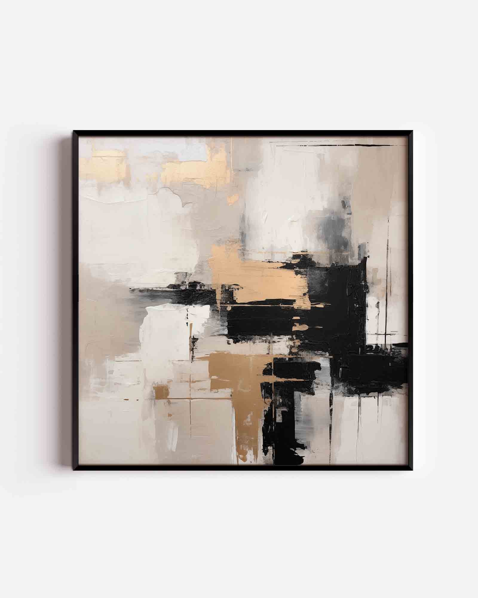 Abstracte beige en zwarte Poster