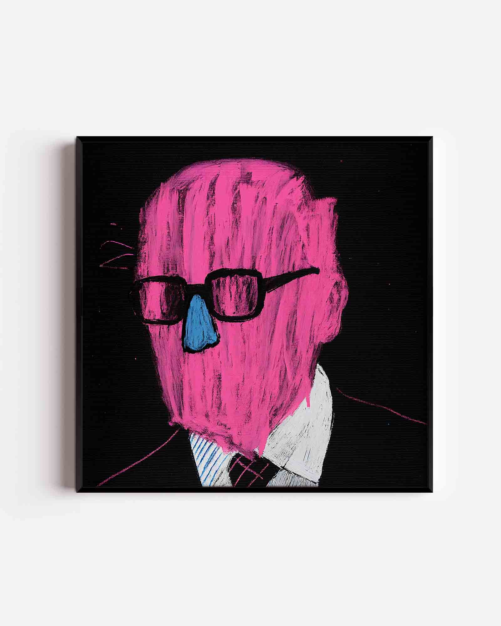 Roze gezicht met bril Poster