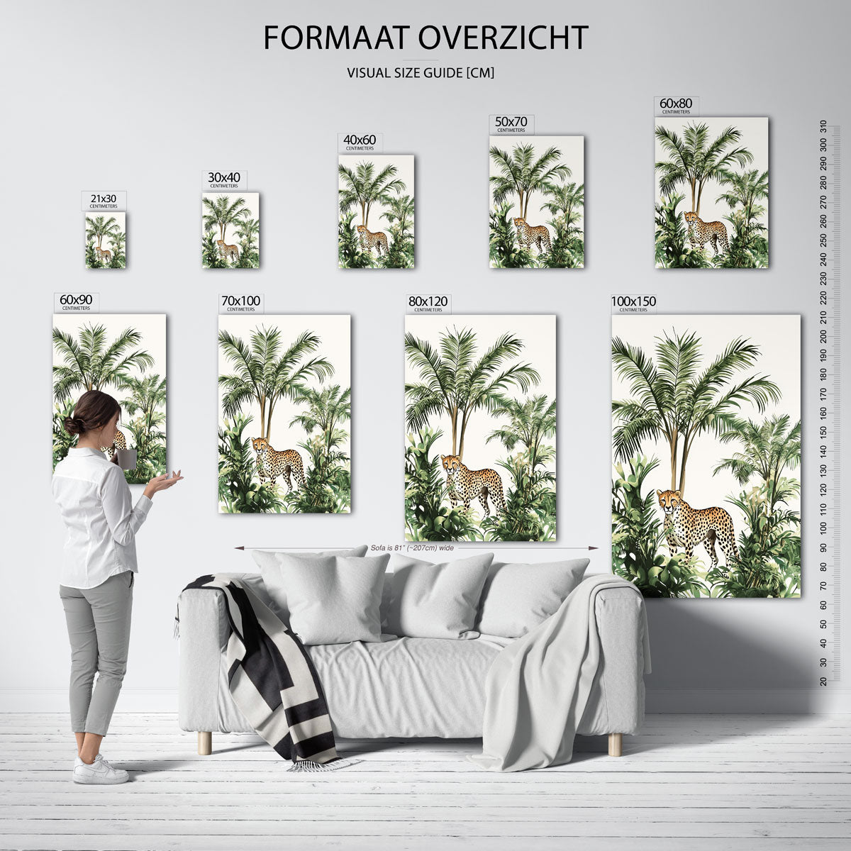 Luipaard en palmbomen Poster