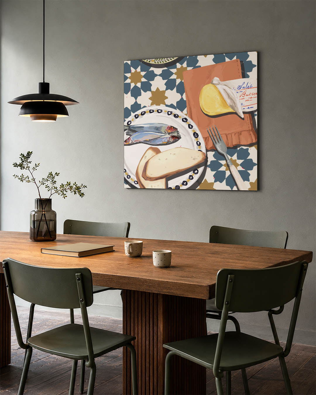 Geometrisch ontbijt tafereel Kunstwerk