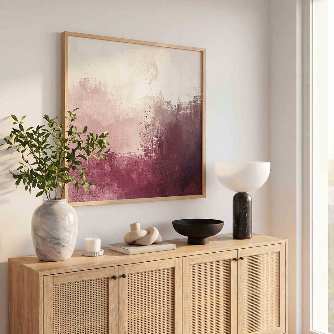 Abstracte roze en witte Poster