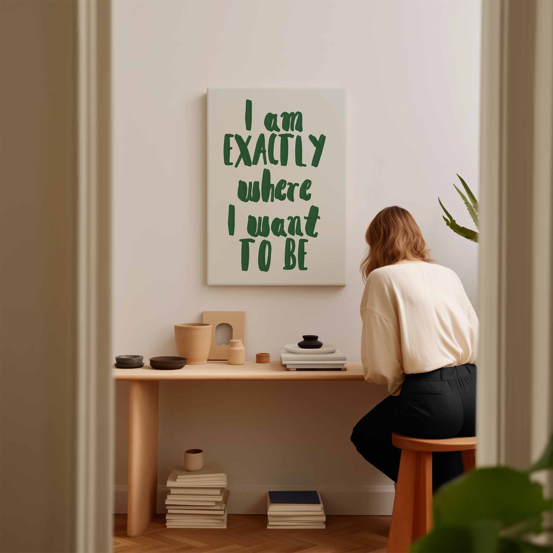 Inspirerende Wandtekst: "Exactly Where I Want to Be" Kunstwerk-canvas-dibond-plexiglas-wanddecoratie-WallArtistic