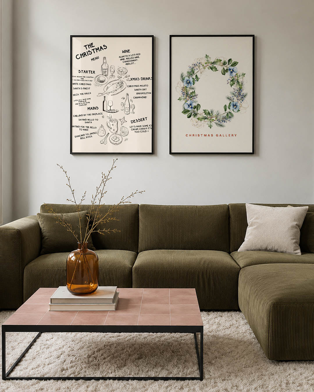 Feestelijke kerstmenu Posterset