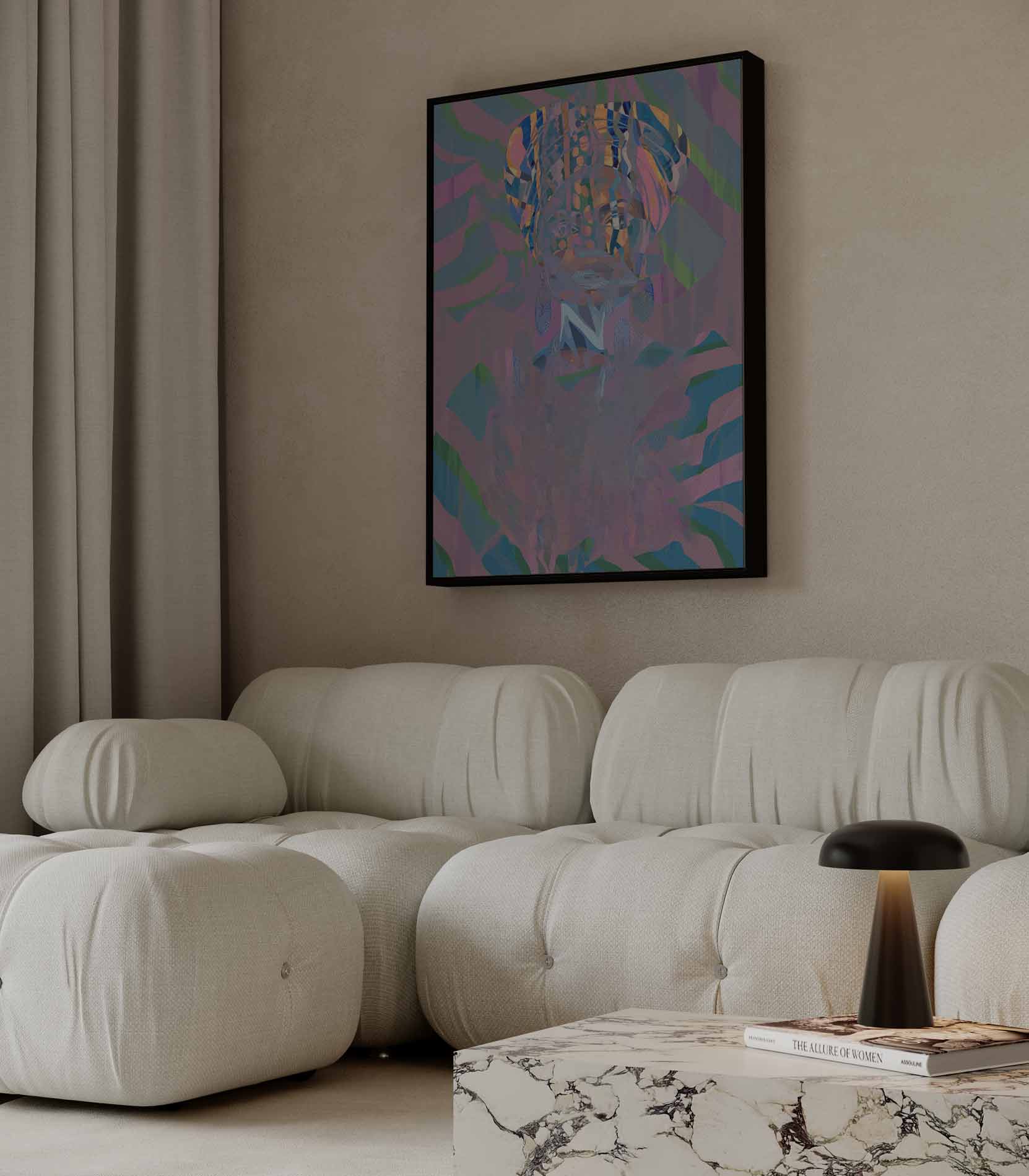 Kleurrijke Harmonie: Mystieke Portret Kunstwerk-canvas-dibond-plexiglas-wanddecoratie-WallArtistic