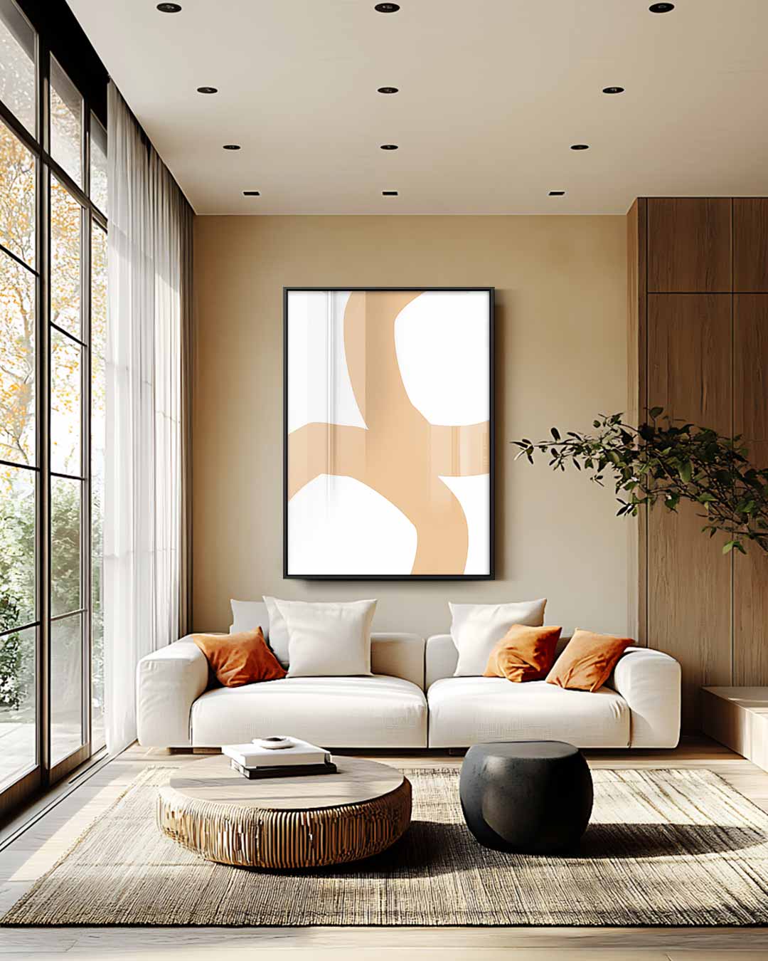 Elegante Abstracte Compositie Kunstwerk-canvas-dibond-plexiglas-wanddecoratie-WallArtistic