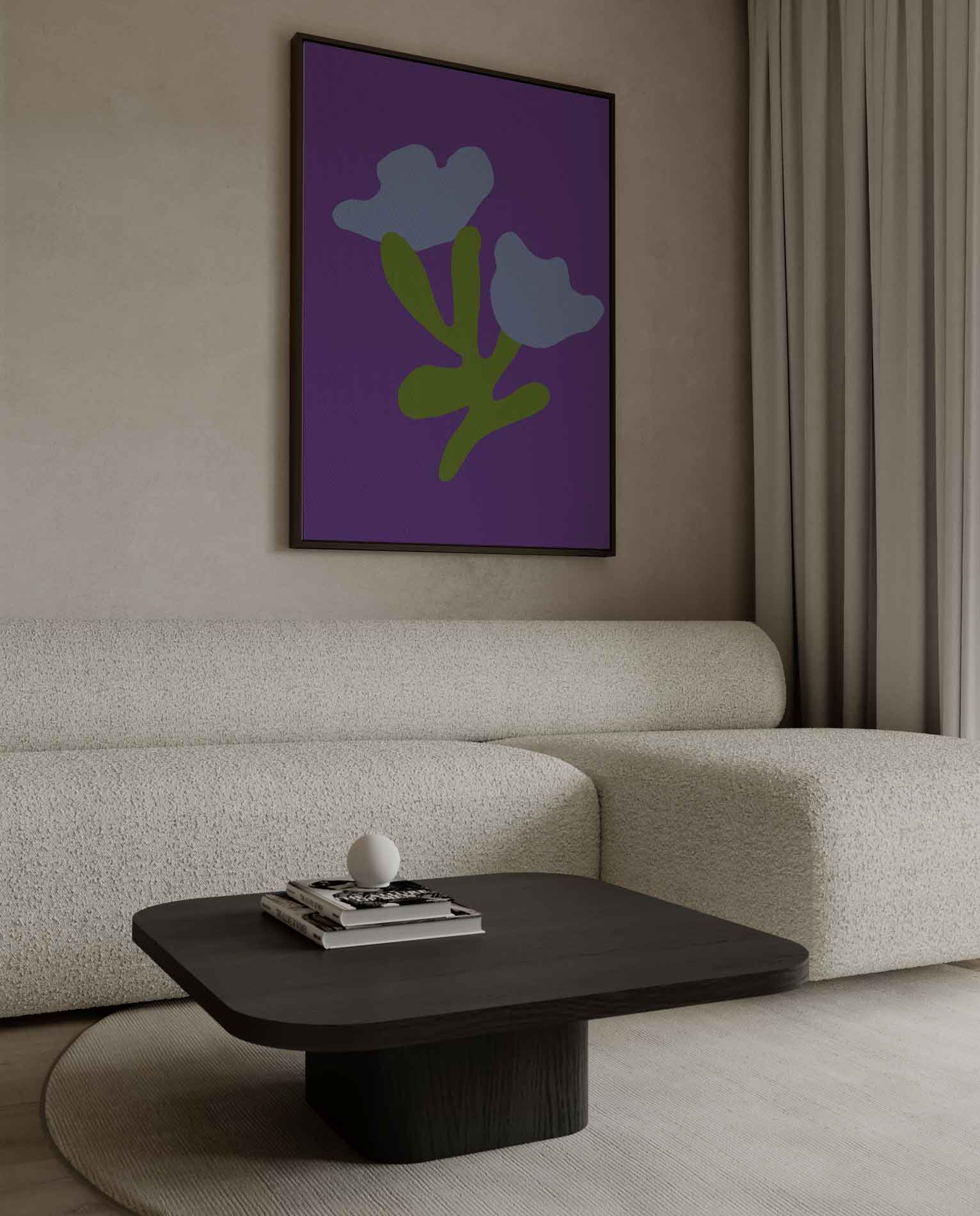 Blauwe Bloemfantasie Kunstwerk-canvas-dibond-plexiglas-wanddecoratie-WallArtistic