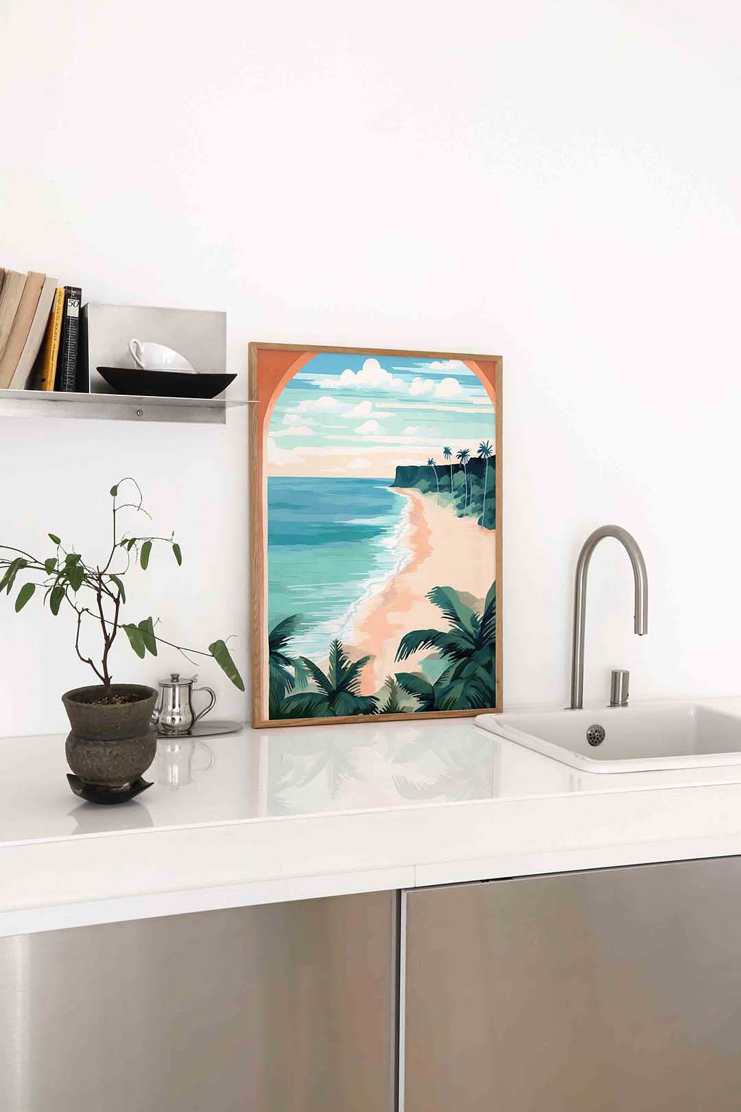 Strand en palmbomen Poster