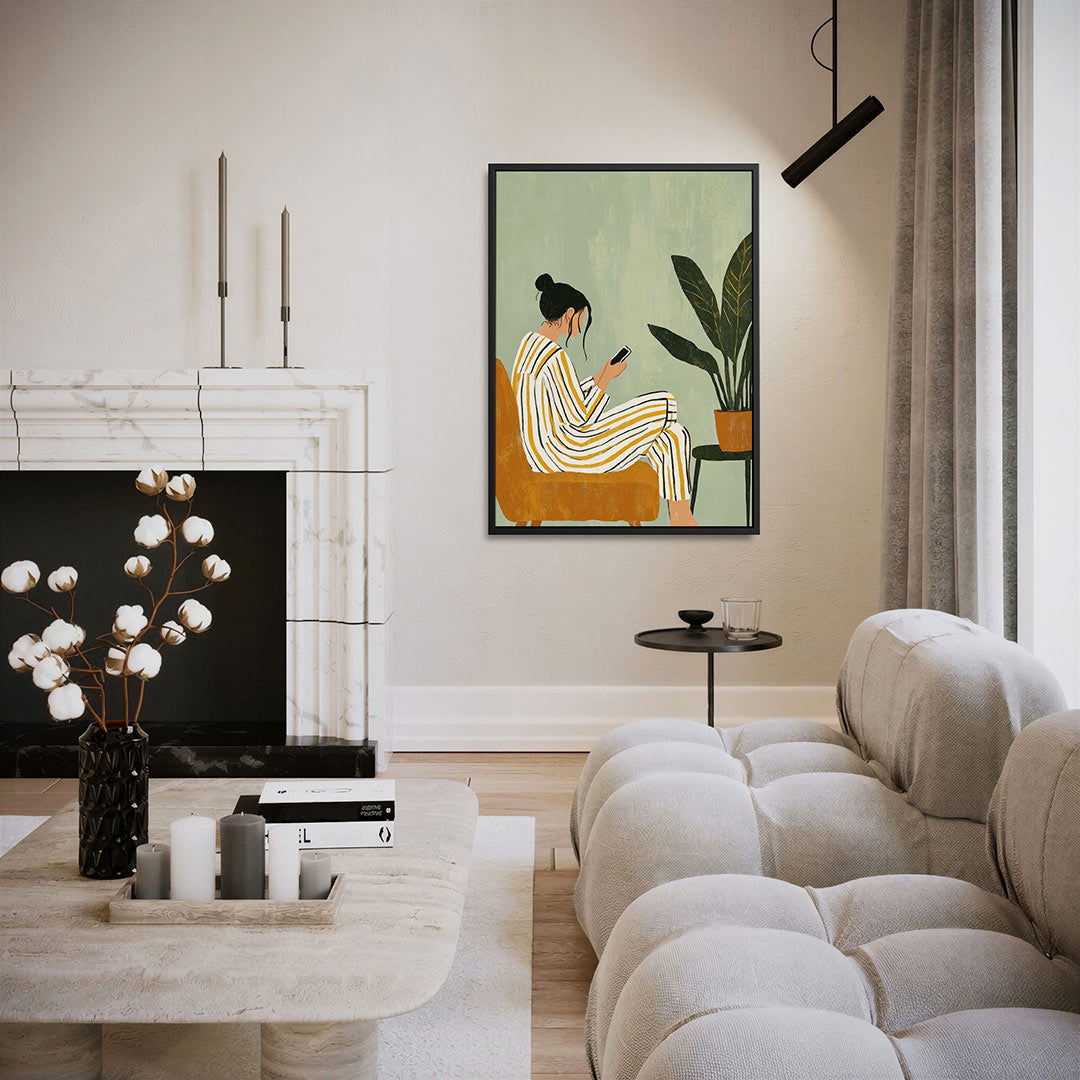 Rustige huiselijke scene Kunstwerk