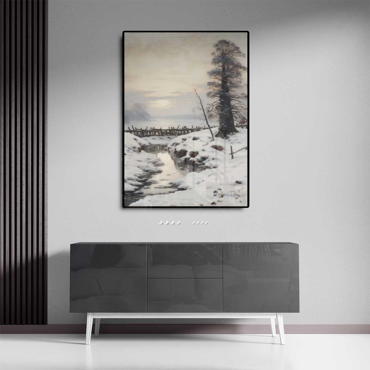 Winterse Rust in het Landschap Kunstwerk-canvas-dibond-plexiglas-wanddecoratie-WallArtistic