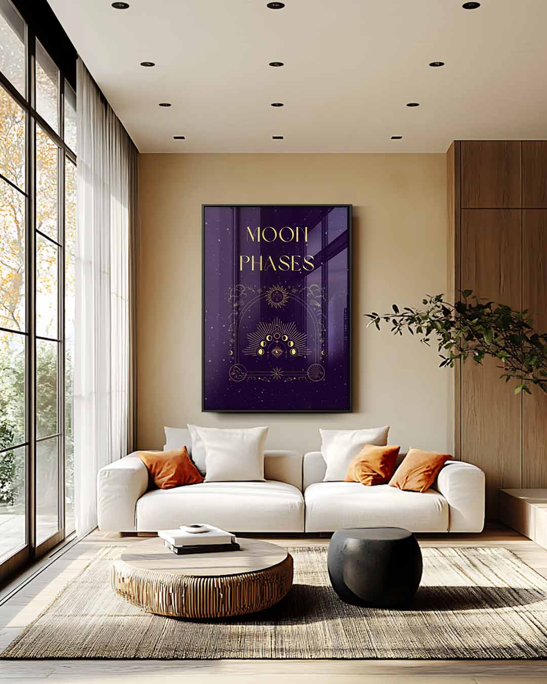 Magische Maanfasen Poster Kunstwerk-canvas-dibond-plexiglas-wanddecoratie-WallArtistic
