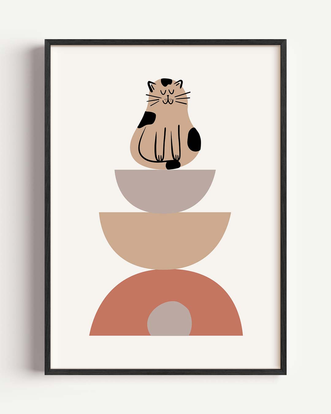 Dromerige Kat op Geometrische Vormen Poster