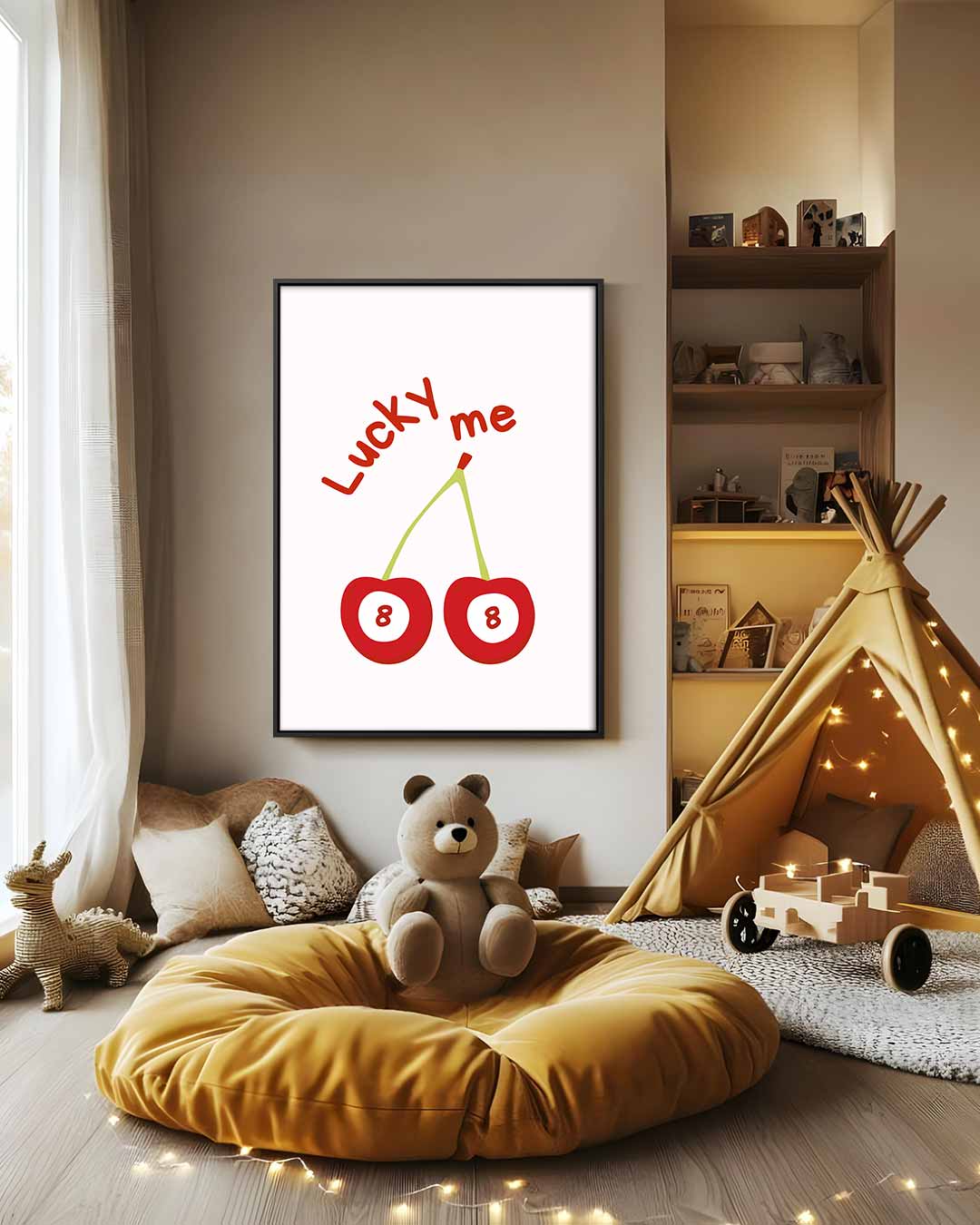 Lucky Me Kersenprint Kunstwerk-canvas-dibond-plexiglas-wanddecoratie-WallArtistic