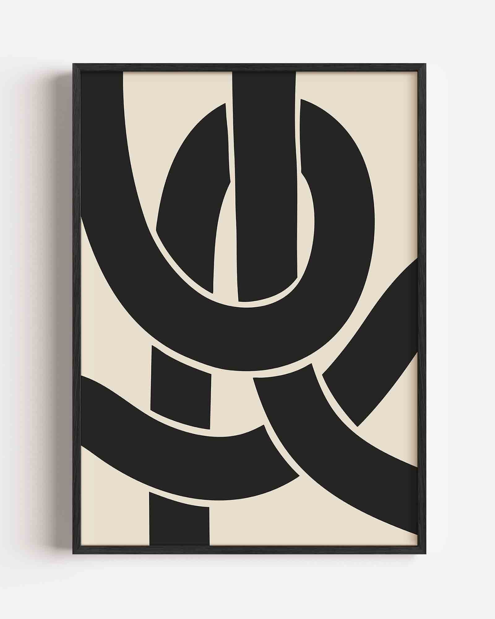 Zwarte lijnen op beige Poster