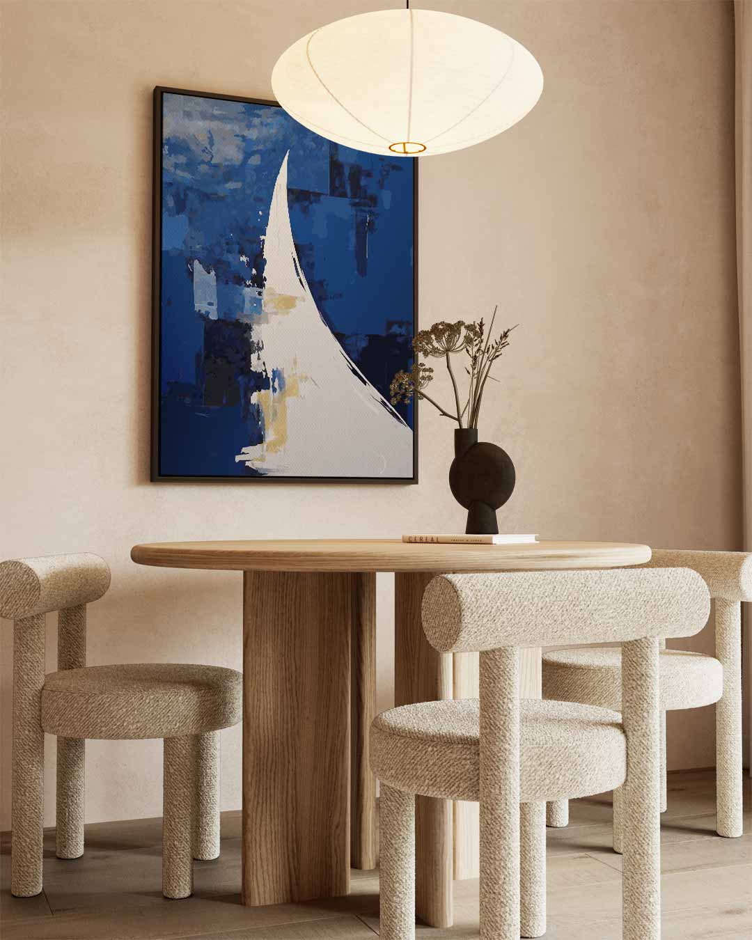 Blauwe Abstracte Golf Kunstwerk-canvas-dibond-plexiglas-wanddecoratie-WallArtistic