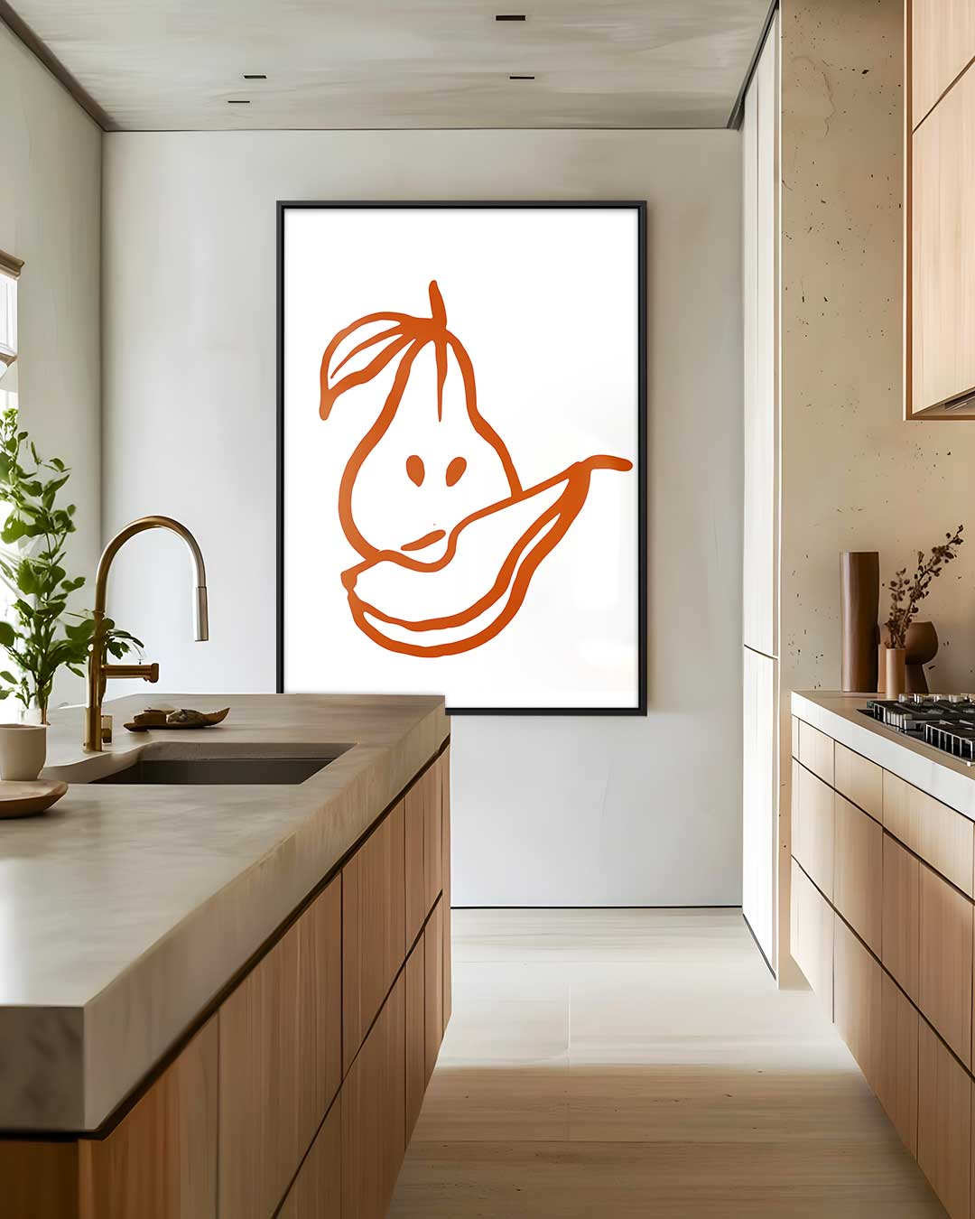 Abstracte Peer en Banaan Kunstwerk-canvas-dibond-plexiglas-wanddecoratie-WallArtistic