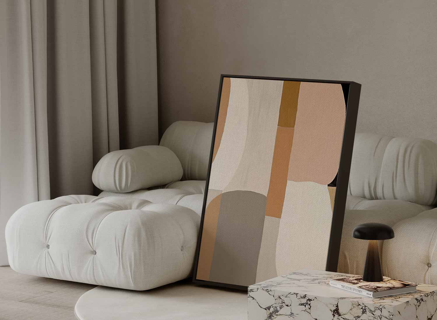 Zachte Aardetinten Abstractie Kunstwerk-canvas-dibond-plexiglas-wanddecoratie-WallArtistic