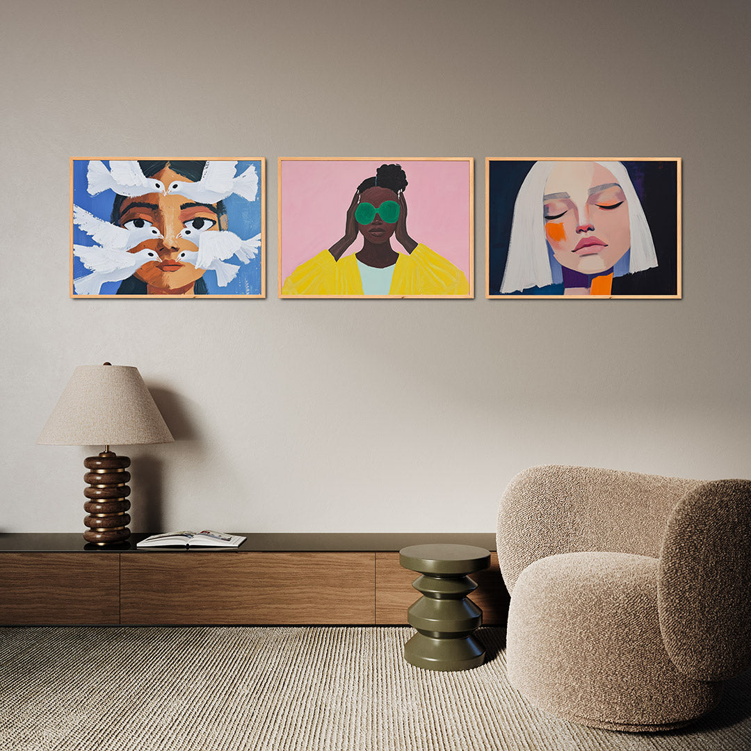 Vogels en gezicht Posterset