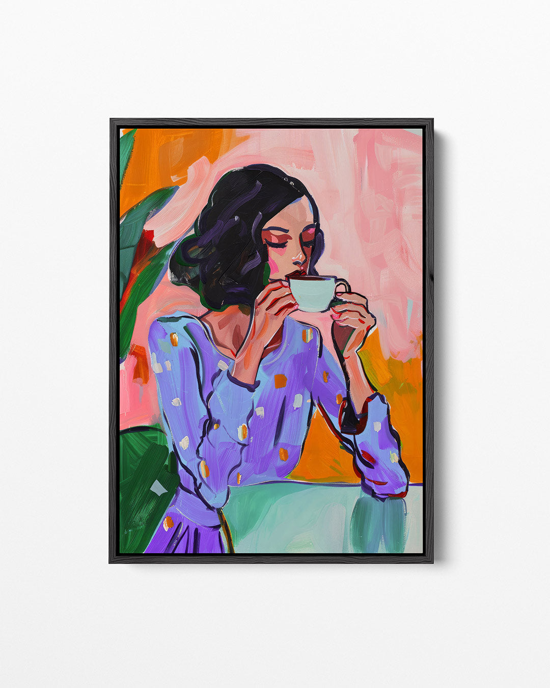 Vrouw met koffiekop Kunstwerk