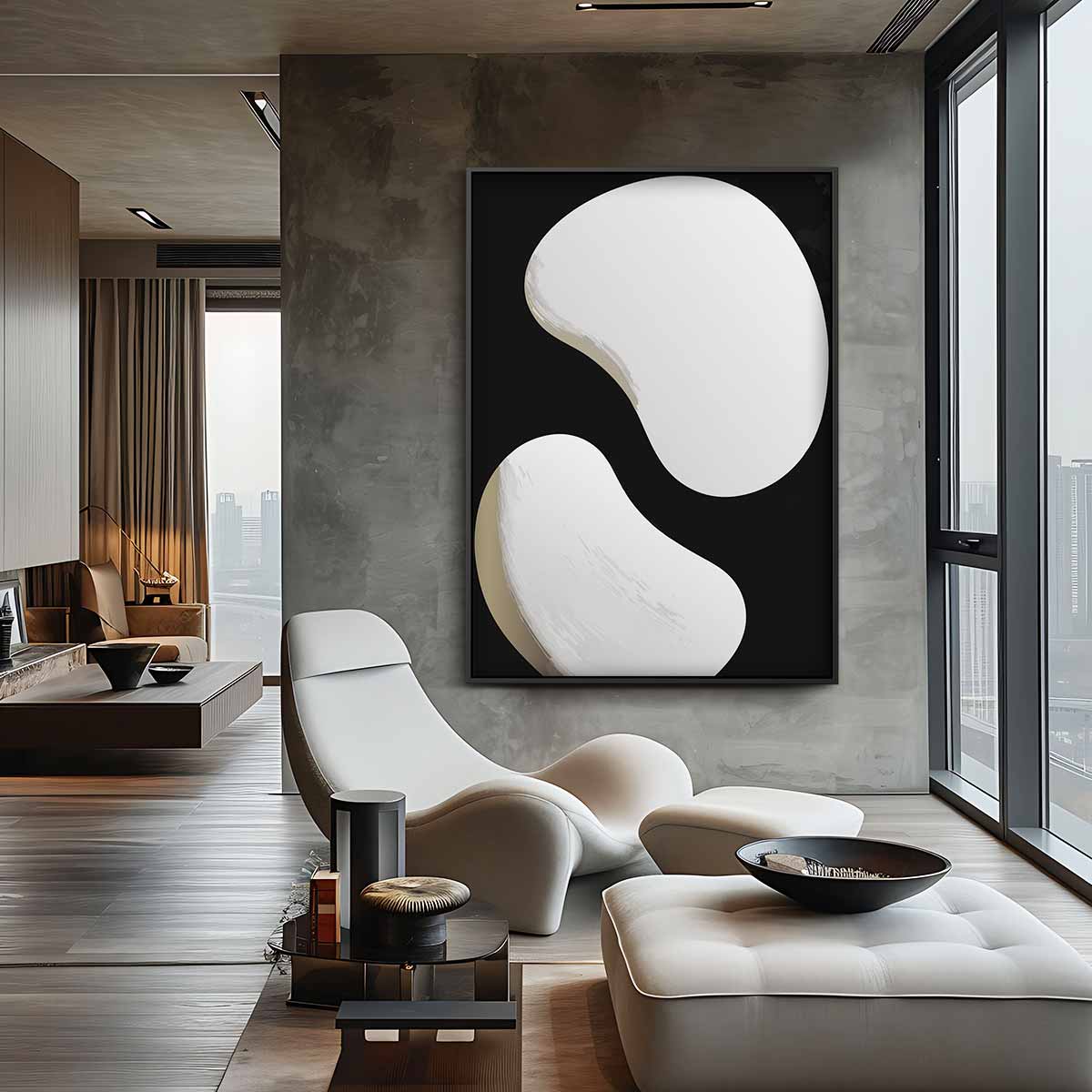 Yin en Yang Abstractie Kunstwerk-canvas-dibond-plexiglas-wanddecoratie-WallArtistic