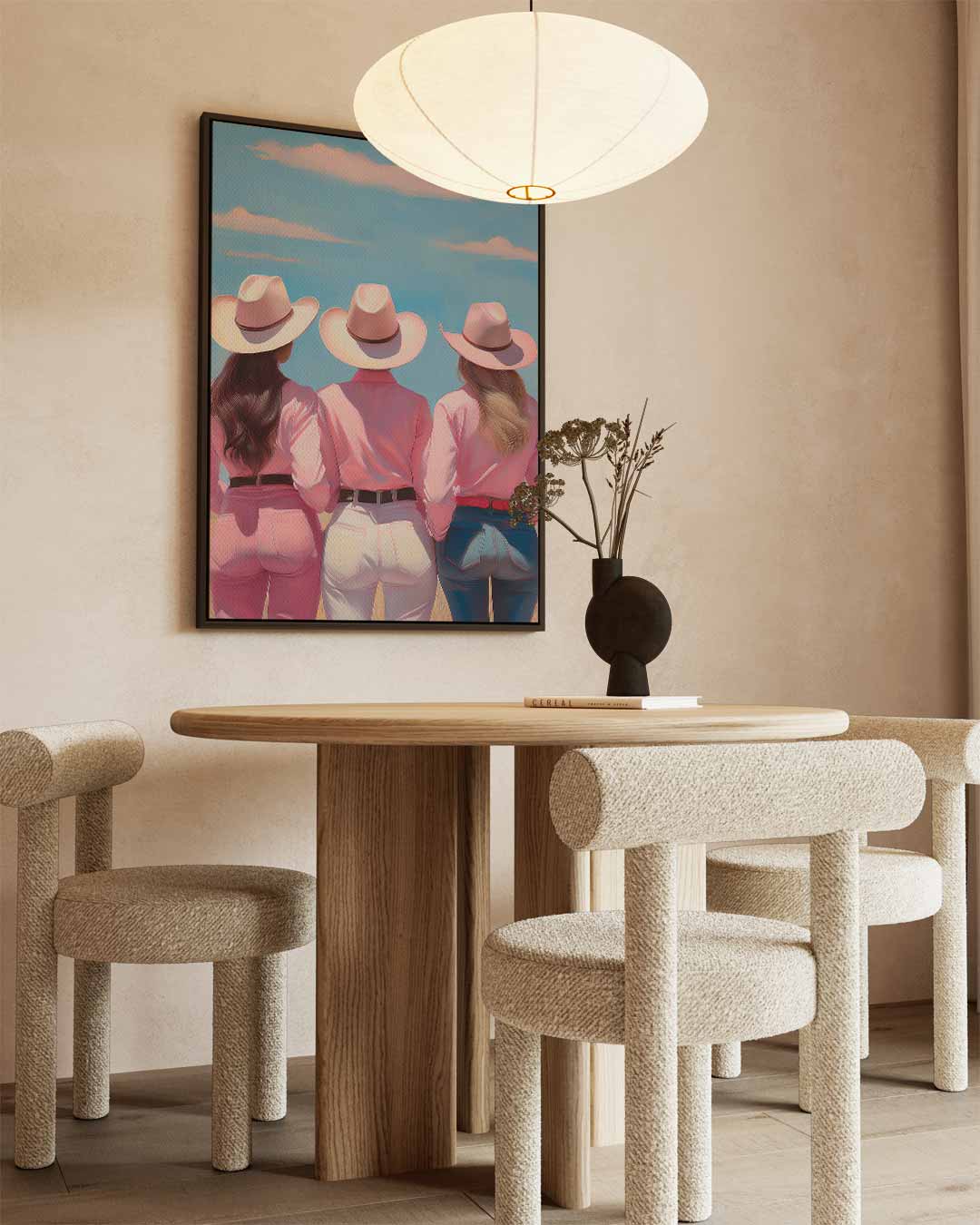 Drie Cowgirls in de Zon Kunstwerk-canvas-dibond-plexiglas-wanddecoratie-WallArtistic