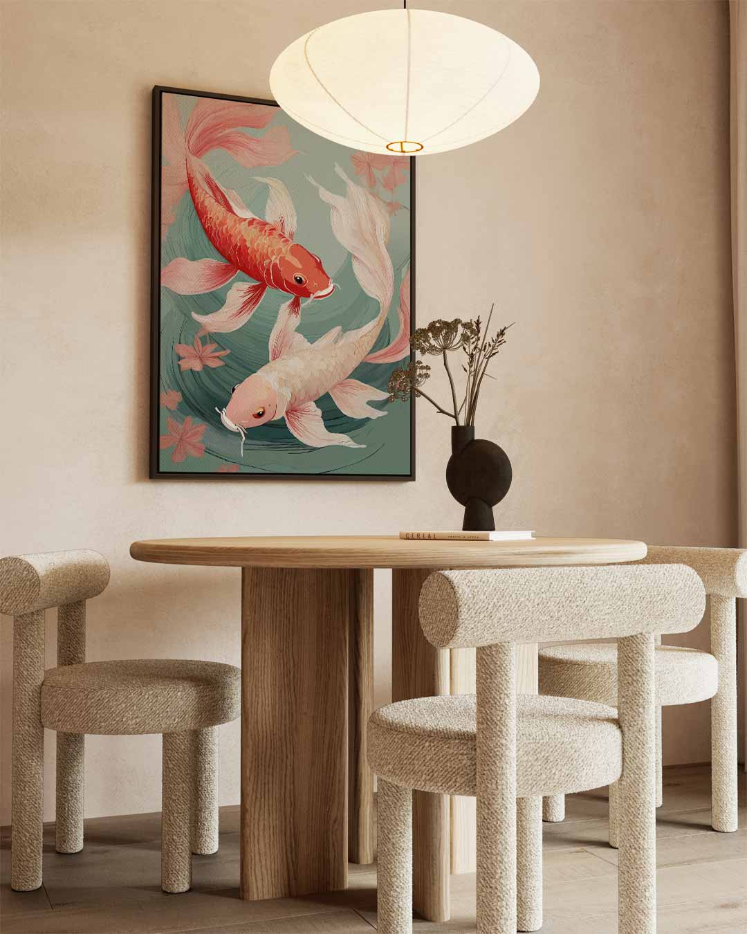 Koi Vissen in Stroom Kunstwerk-canvas-dibond-plexiglas-wanddecoratie-WallArtistic