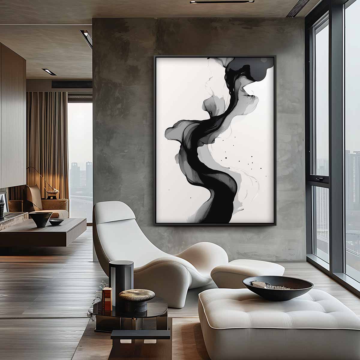 Vloeiende Donkere Golf Kunstwerk-canvas-dibond-plexiglas-wanddecoratie-WallArtistic
