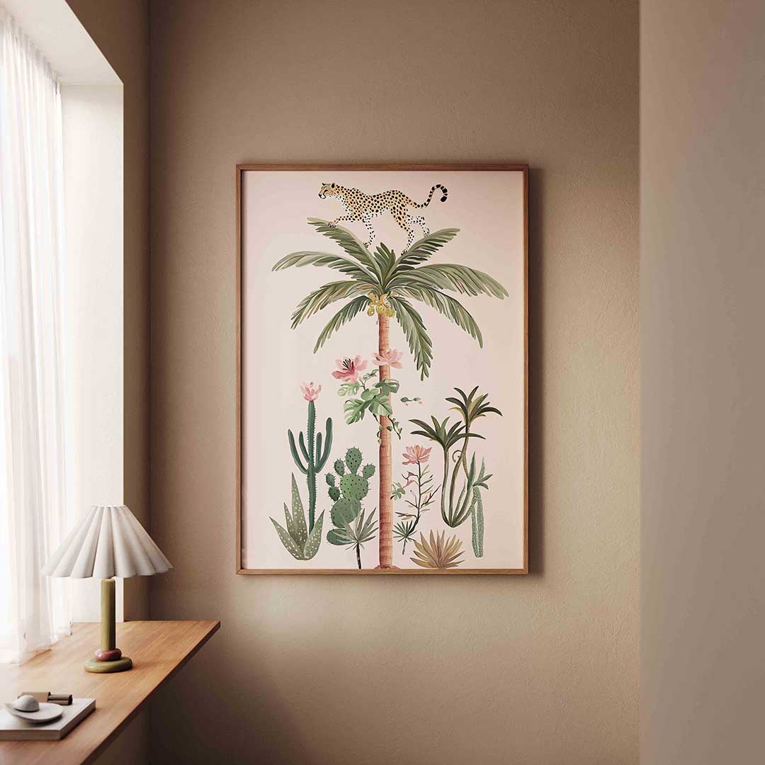 Luipaard op palm Poster