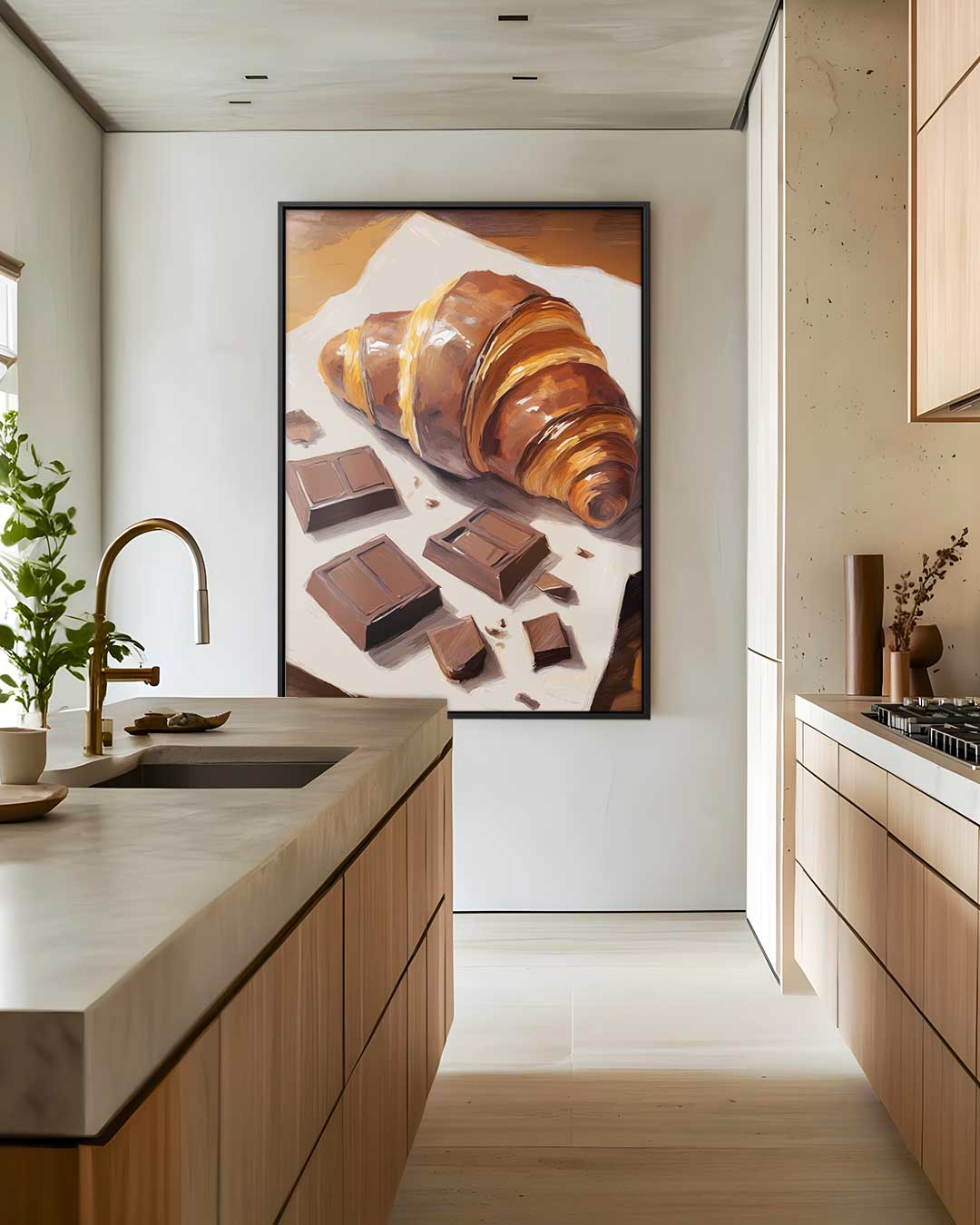 Choco Croissant Delight Kunstwerk-canvas-dibond-plexiglas-wanddecoratie-WallArtistic