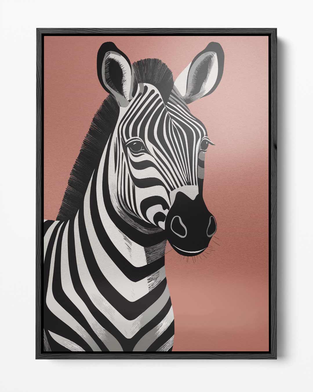 Zebra Portret op Roze Achtergrond Kunstwerk-canvas-dibond-plexiglas-wanddecoratie-WallArtistic