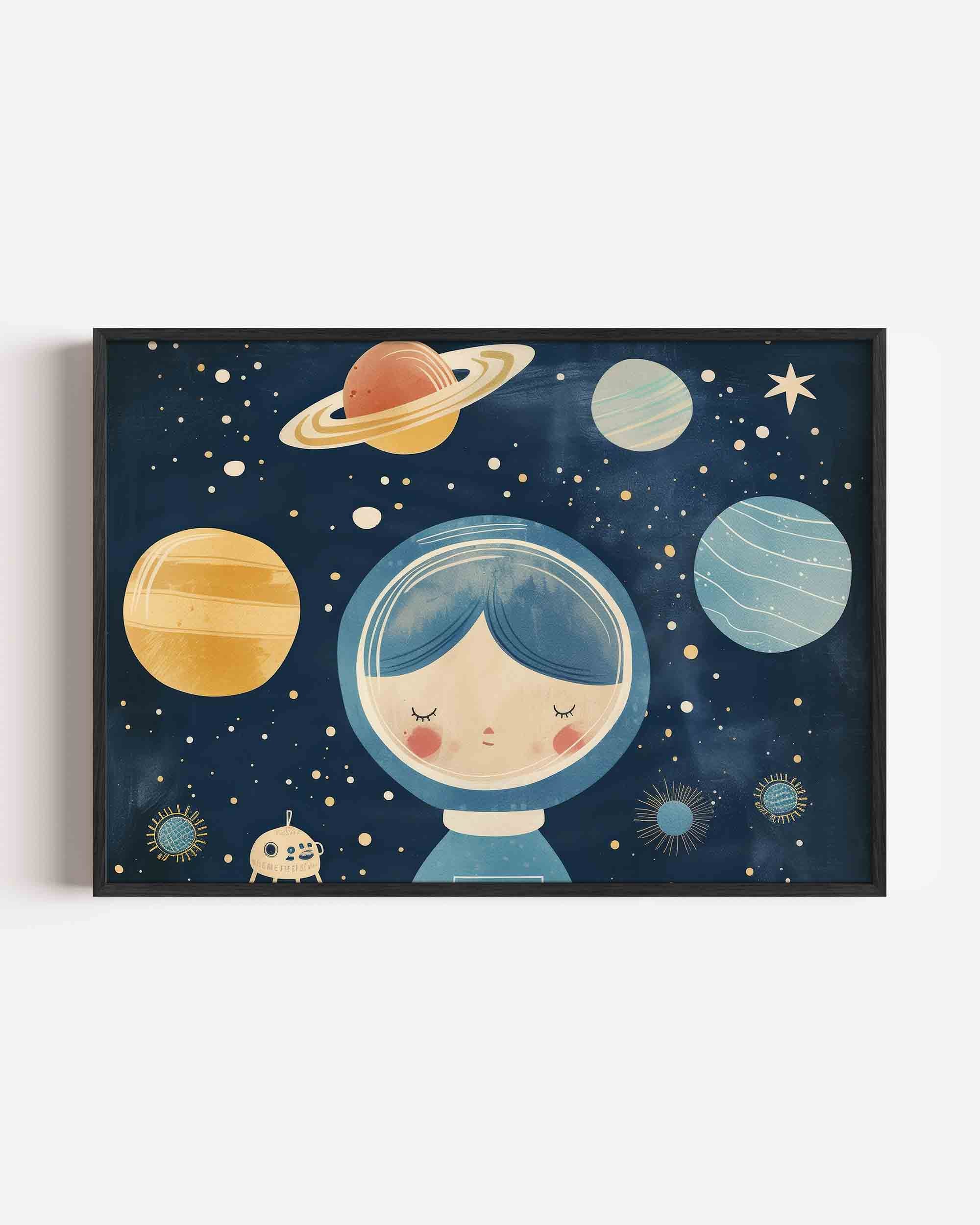 Astronaut en planeten Poster