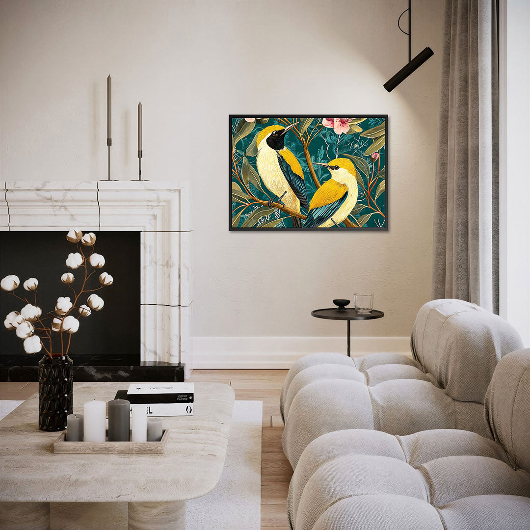 Vogels en bloemen Kunstwerk