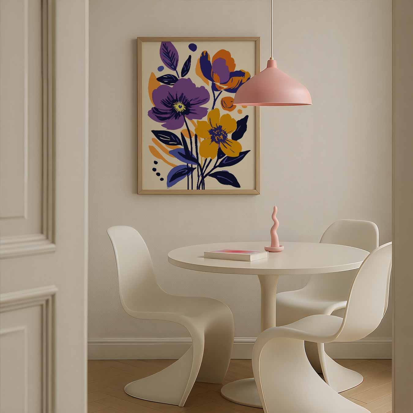 Bloemenpracht in Paars en Oranje Poster