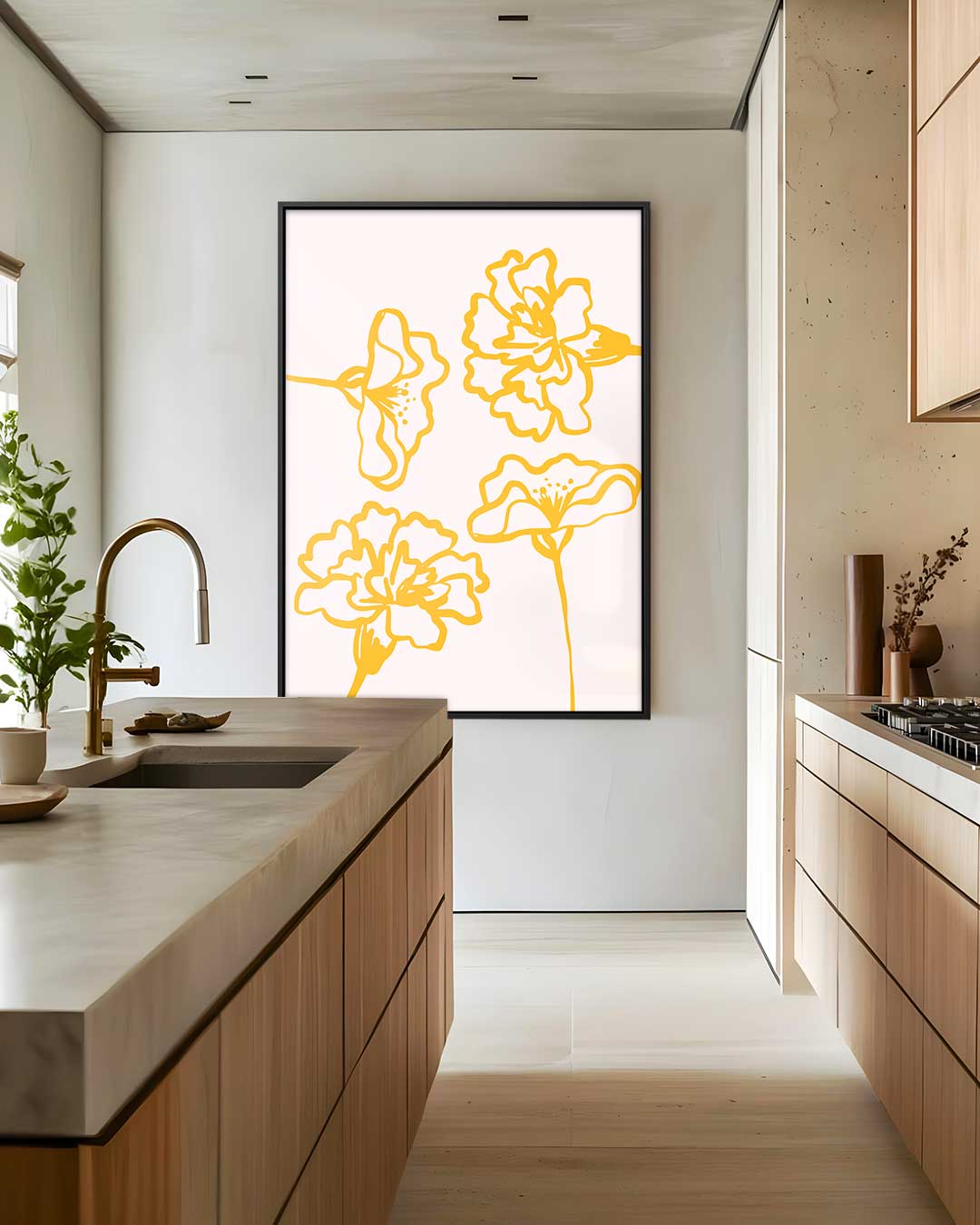 Bloemenpracht in Lijnenspel Kunstwerk-canvas-dibond-plexiglas-wanddecoratie-WallArtistic