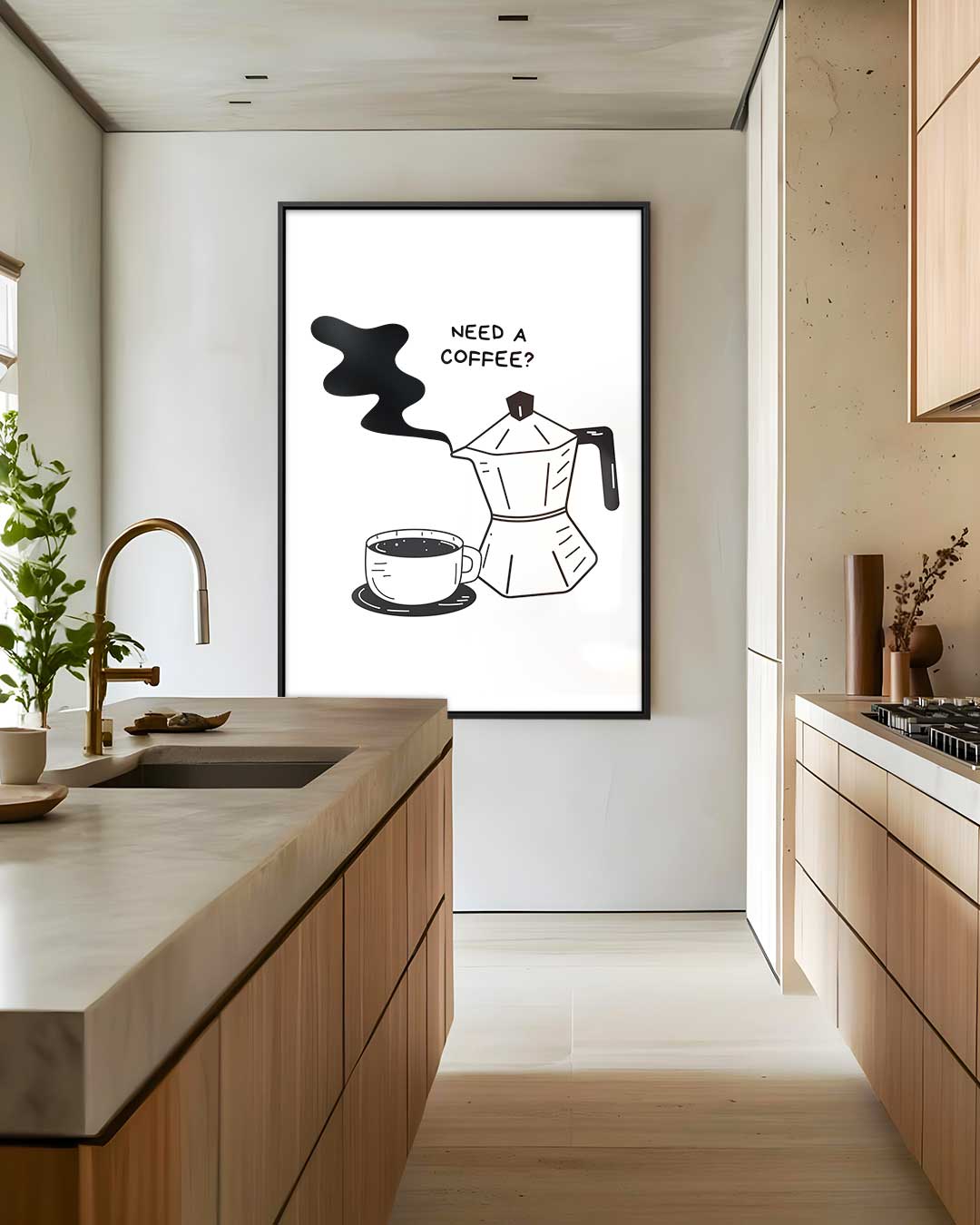 Koffie Illustratie Kunstwerk-canvas-dibond-plexiglas-wanddecoratie-WallArtistic