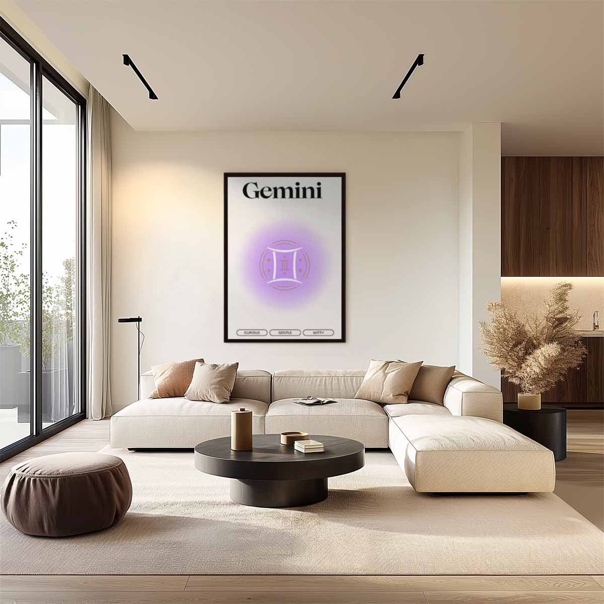 Tweelingen Sterrenbeeld Illustratie Kunstwerk-canvas-dibond-plexiglas-wanddecoratie-WallArtistic