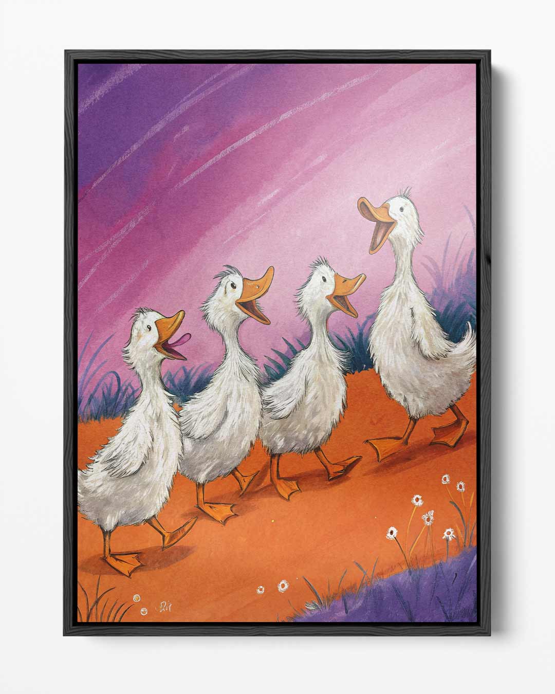 Eendjes op Avontuur Kunstwerk-canvas-dibond-plexiglas-wanddecoratie-WallArtistic