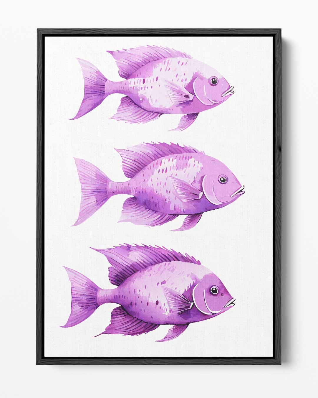 Speelse Paarse Vistrio Kunstwerk-canvas-dibond-plexiglas-wanddecoratie-WallArtistic