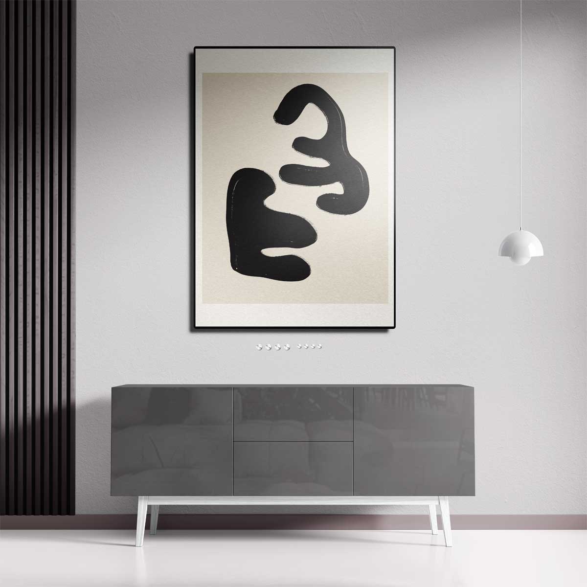 Organische Vormen in Zwart Kunstwerk-canvas-dibond-plexiglas-wanddecoratie-WallArtistic