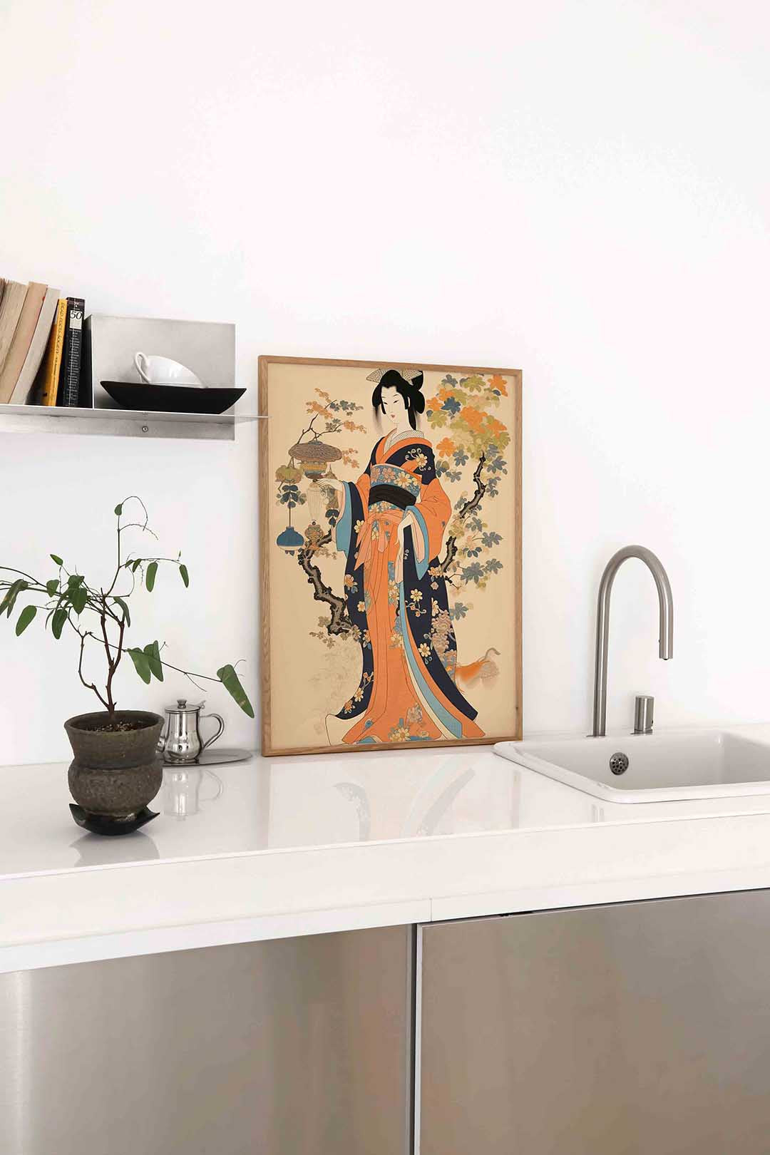 Japanse vrouw met lantaarns Poster
