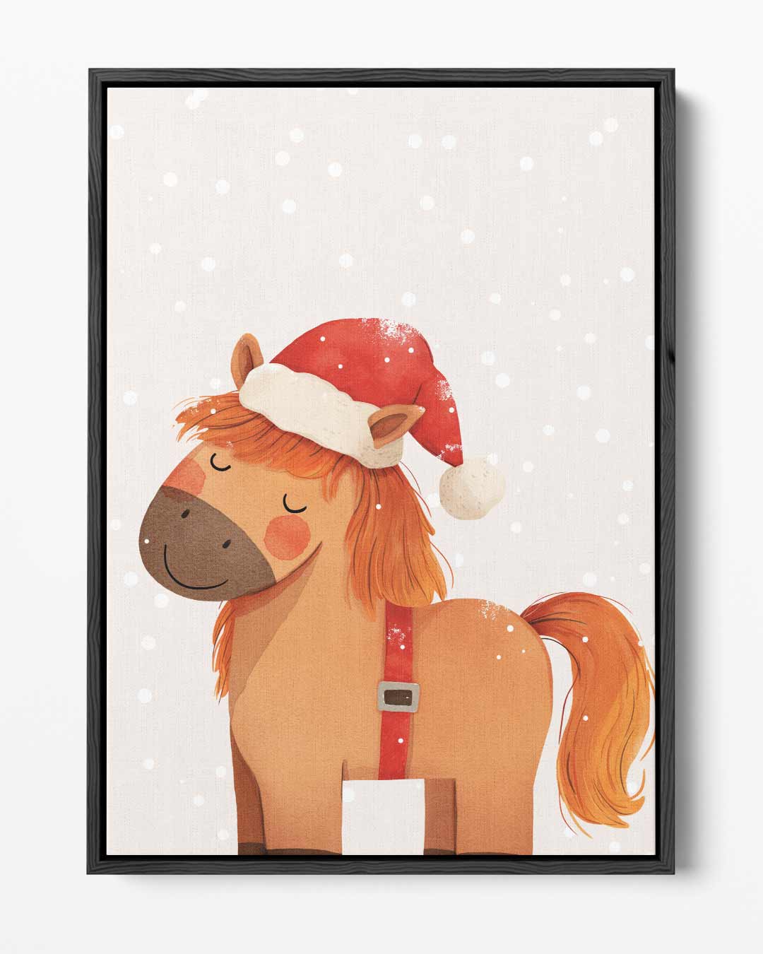 Schattig Kerstpony Illustratie Kunstwerk-canvas-dibond-plexiglas-wanddecoratie-WallArtistic