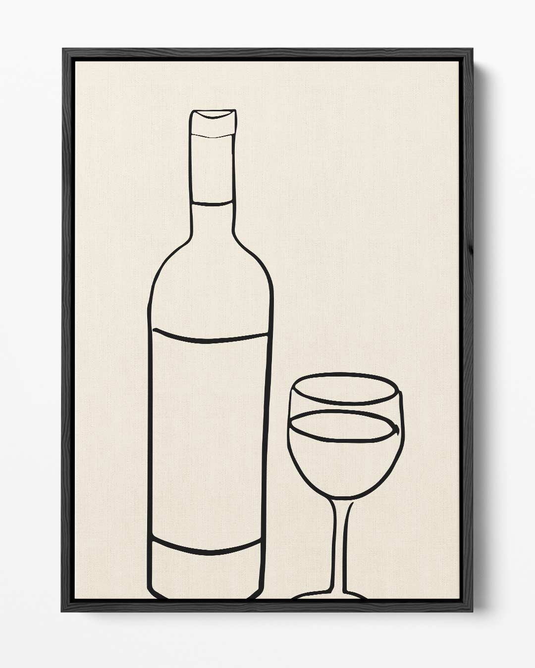 Wijn en Glas Minimalistische Lijntekening Kunstwerk-canvas-dibond-plexiglas-wanddecoratie-WallArtistic