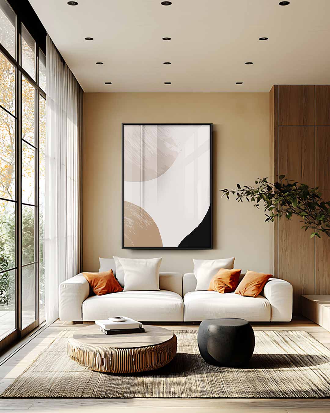 Moderne Aardetinten Schilderij Kunstwerk-canvas-dibond-plexiglas-wanddecoratie-WallArtistic